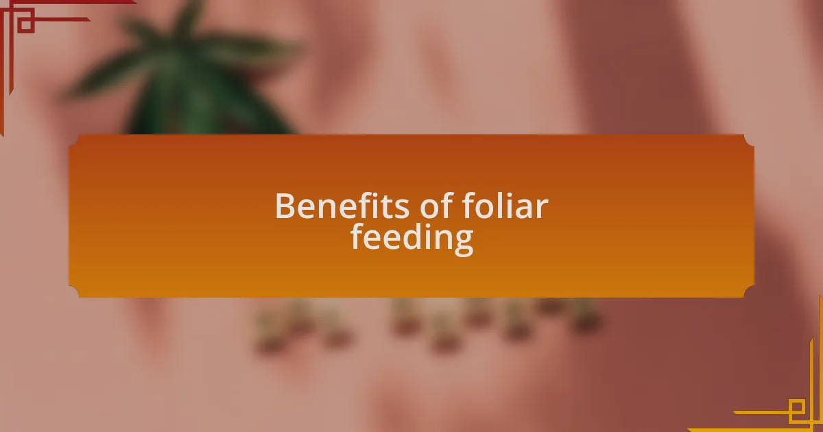 Benefits of foliar feeding