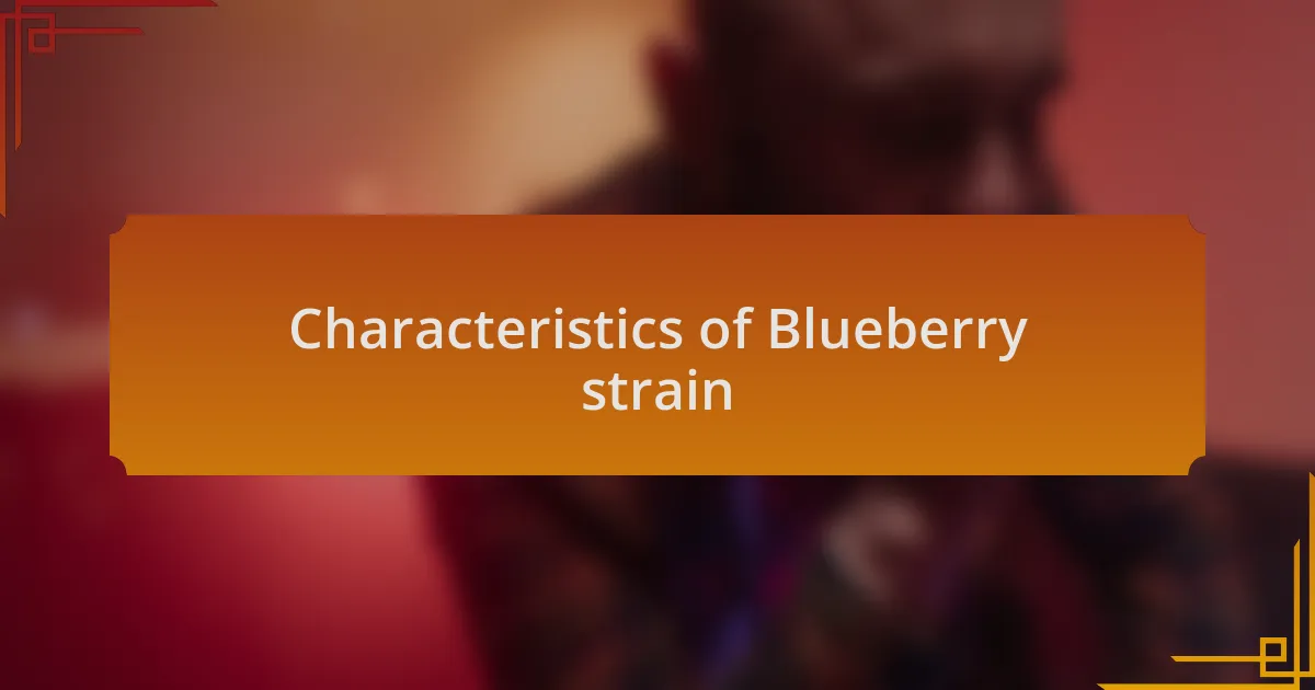 Characteristics of Blueberry strain