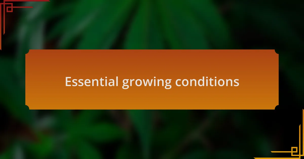 Essential growing conditions