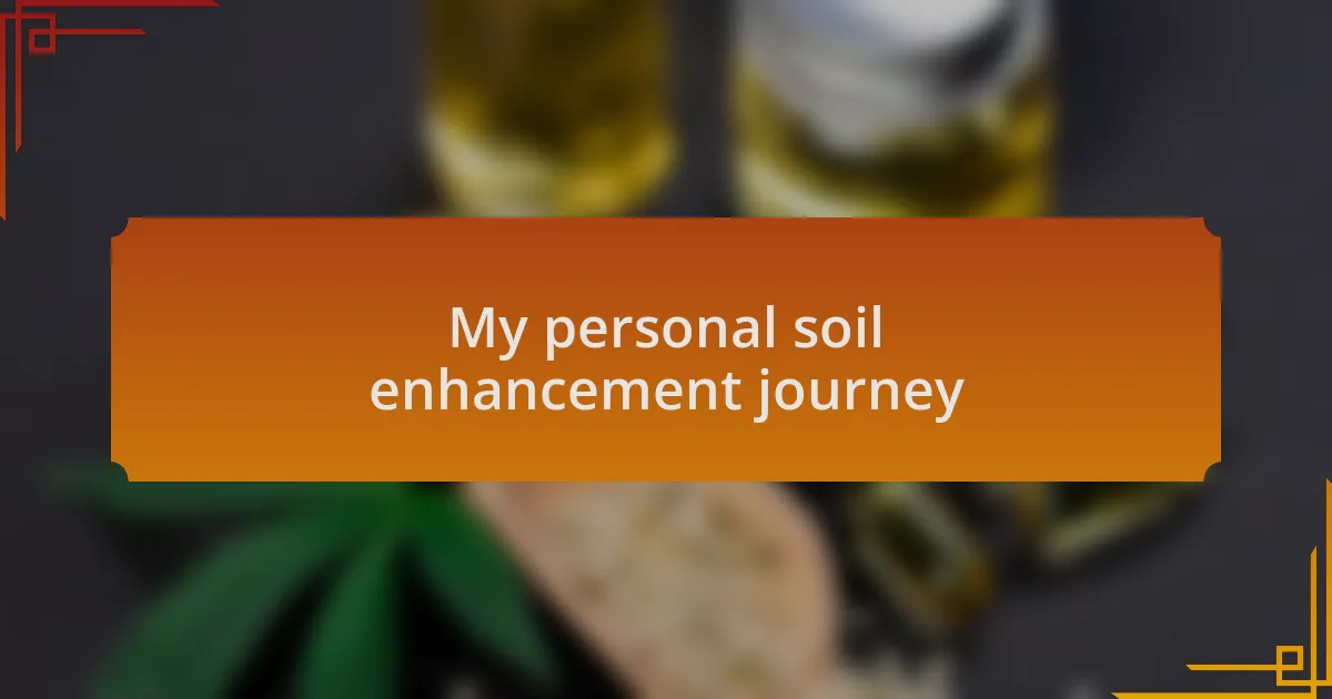 My personal soil enhancement journey