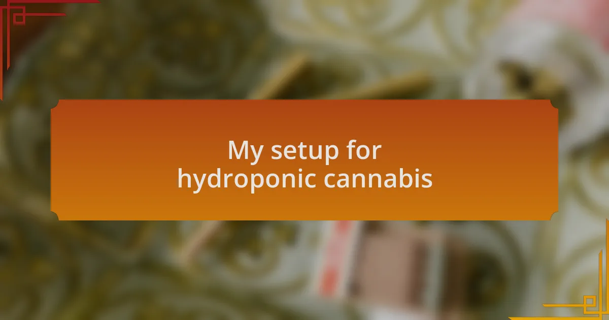 My setup for hydroponic cannabis