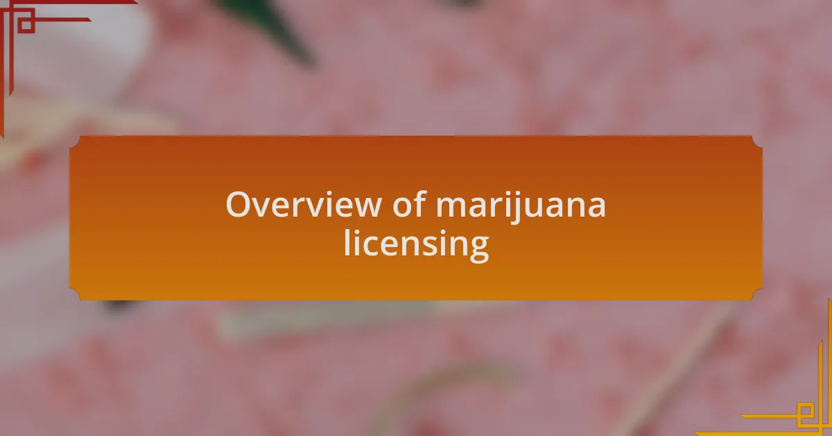 Overview of marijuana licensing