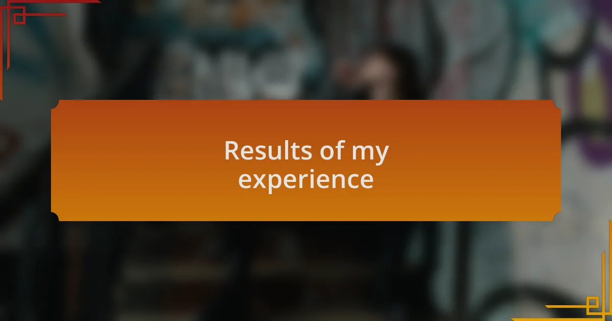 Results of my experience
