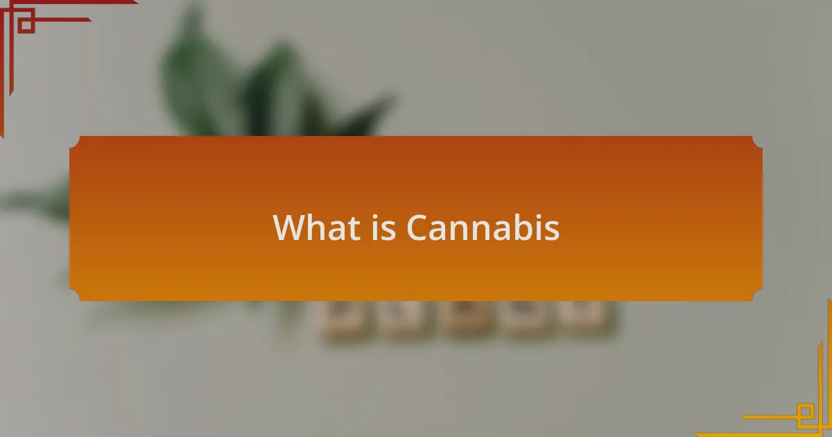 What is Cannabis?